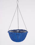Blue Wicker Hanging Basket