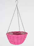 Pink Wicker Hanging Basket