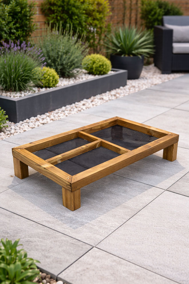 Ground Bird Feeder Tray Low Level Wooden Feeder 3 Sections