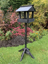 Wooden Slate Roof Wild Bird Table Black