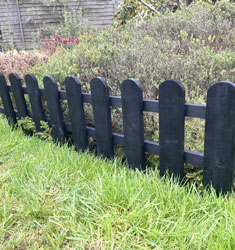 Low Picket Fence Gardening Wooden Edging Black