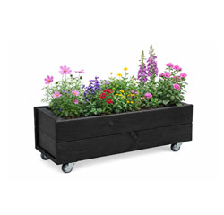 Portable Wooden Black Planter with Casters 60cm