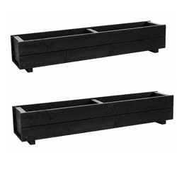Set of 2 Wooden Trough Planters 120cm Black Outdoor Garden Planters
