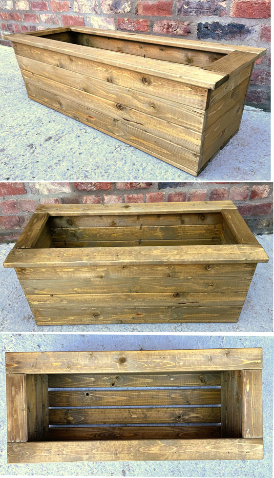 Large Wooden Trough Planter Box 94cm